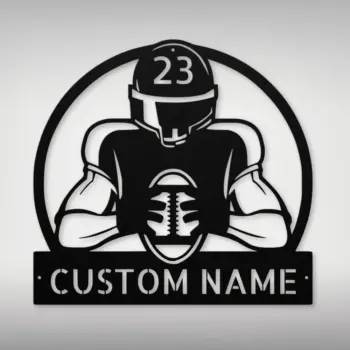 Personalized Football Player Metal Sign