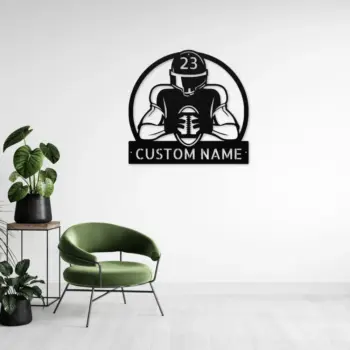 Personalized Football Player Metal Sign