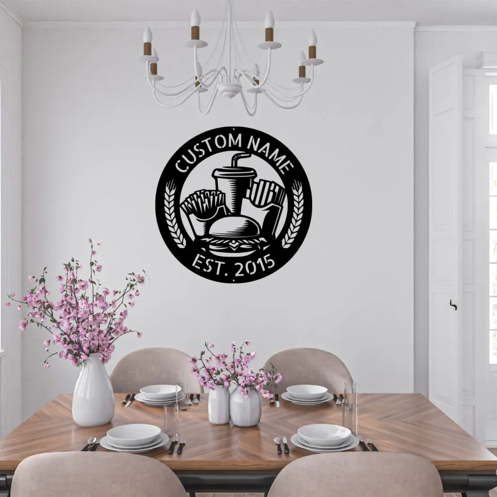 Personalized Hamburger Metal Sign Personalized Hamburger Metal Sign