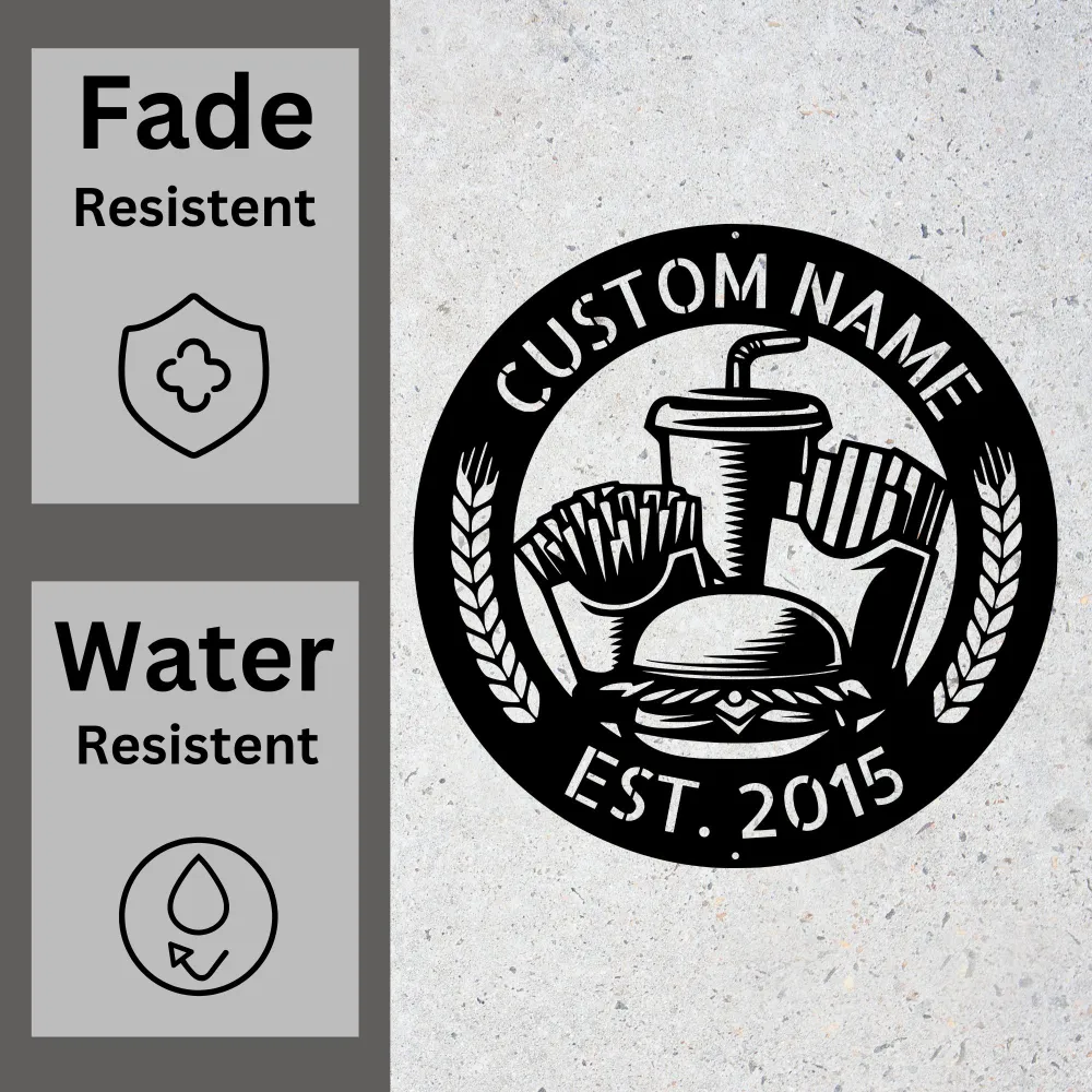 Personalized Hamburger Metal Sign Personalized Hamburger Metal Sign