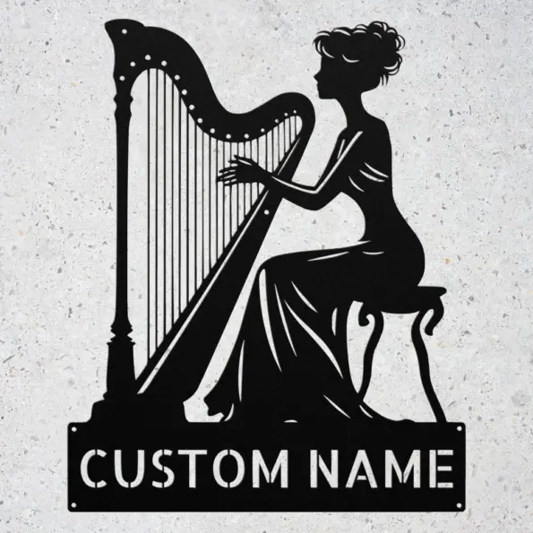 Personalized Harpist Metal Sign