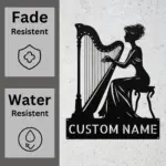 Personalized Harpist Metal Sign