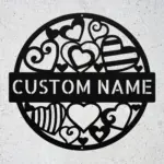 Personalized Hearts Metal Sign