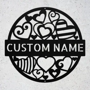 Personalized Hearts Metal Sign