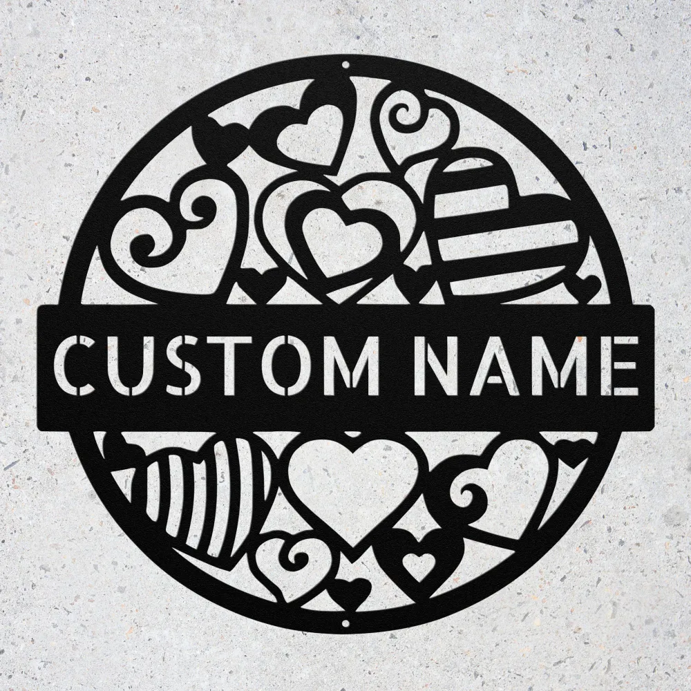 Personalized Hearts Metal Sign Personalized Hearts Metal Sign
