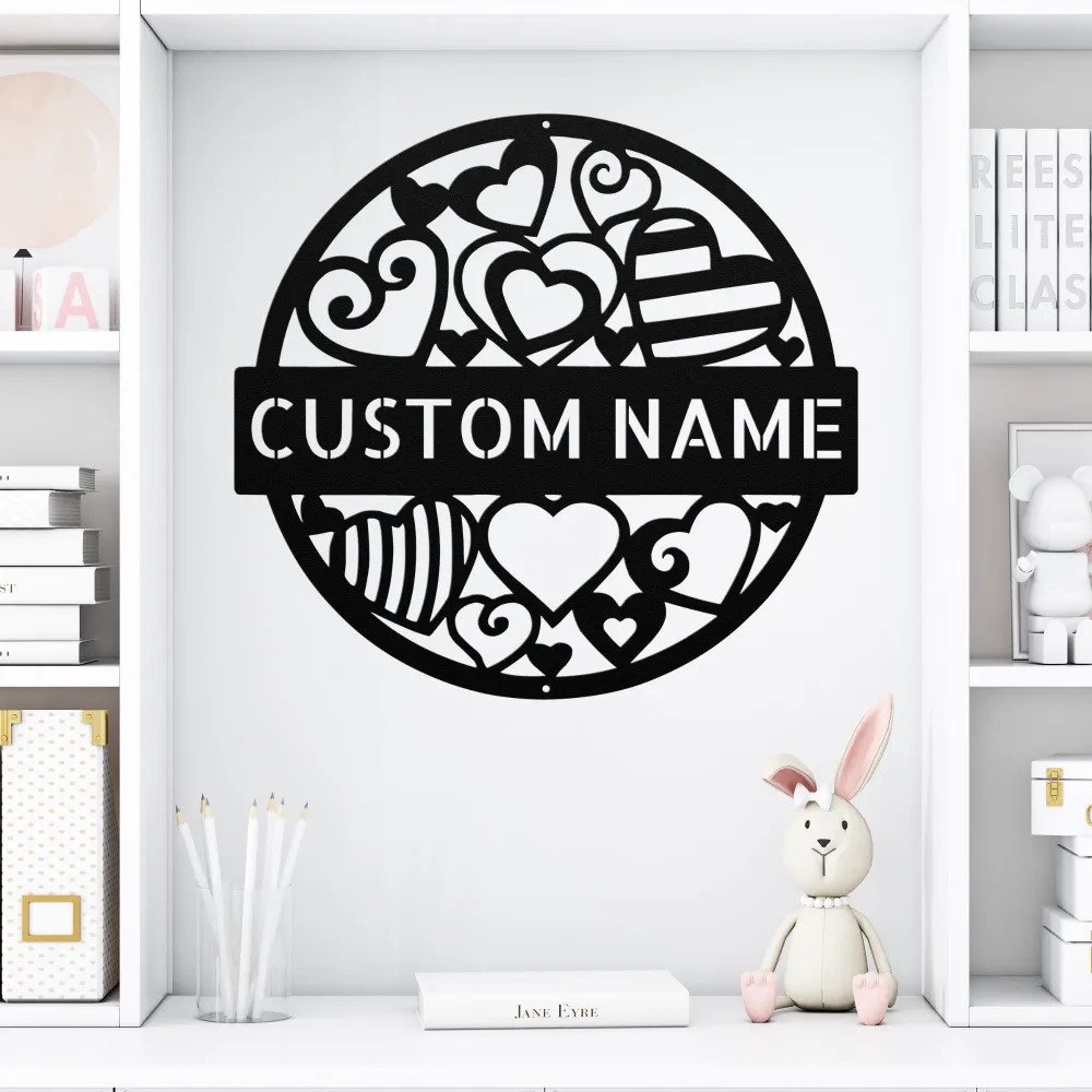 Personalized Hearts Metal Sign Personalized Hearts Metal Sign