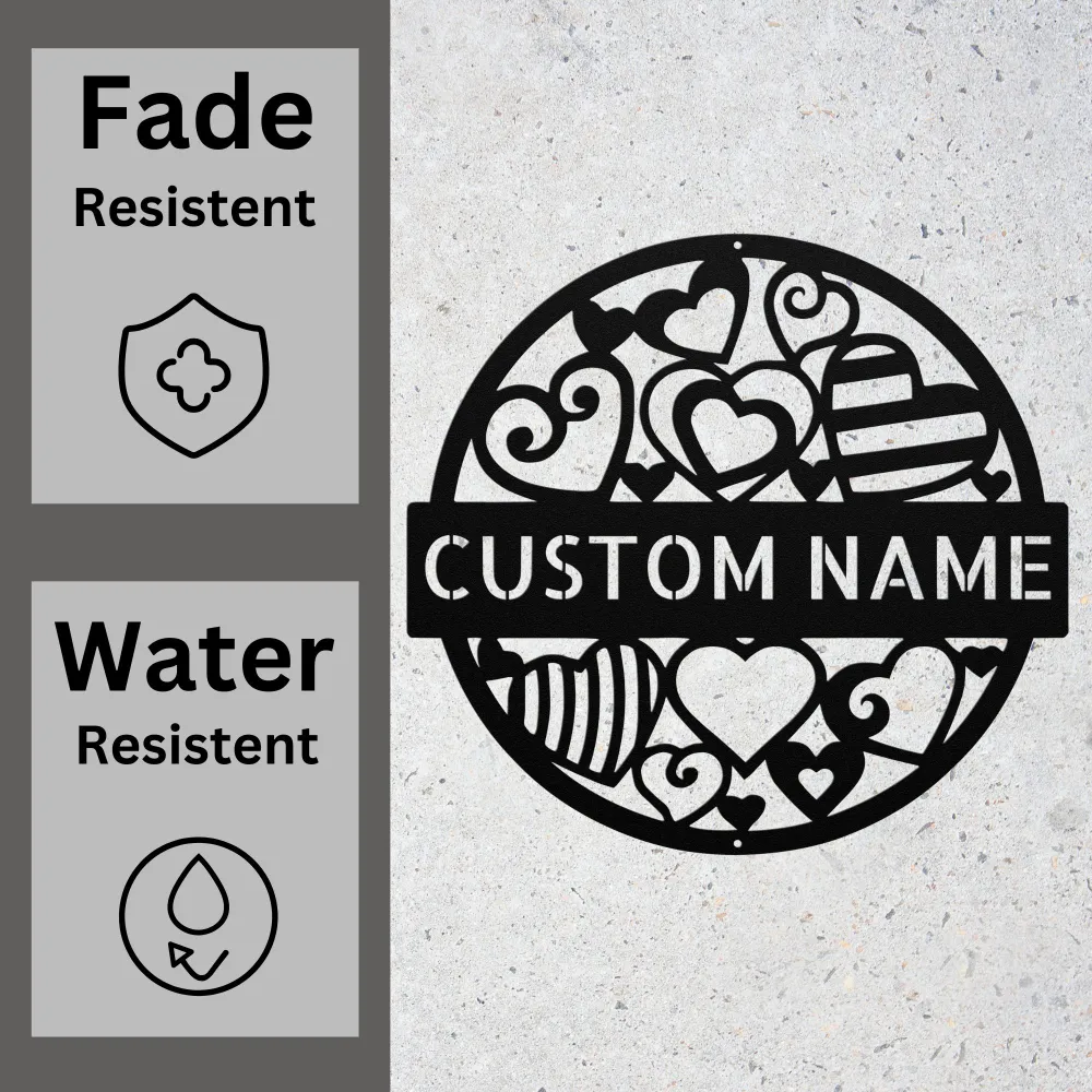 Personalized Hearts Metal Sign Personalized Hearts Metal Sign