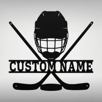 Personalized Hockey Stick Metal Sign