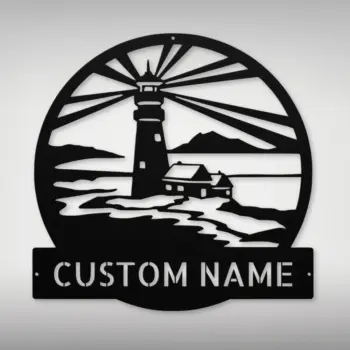 Personalized Lighthouse Scene Metal Sign