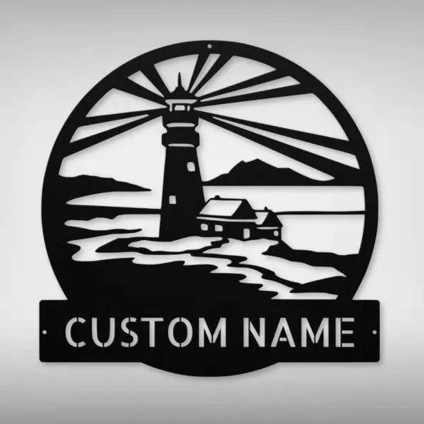 Personalized Lighthouse Scene Metal Sign