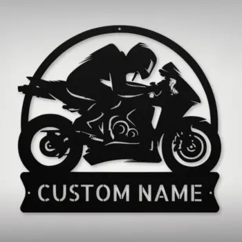Personalized Motocross Biker Metal Sign