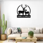 Personalized Mr Mrs Deer Metal Sign