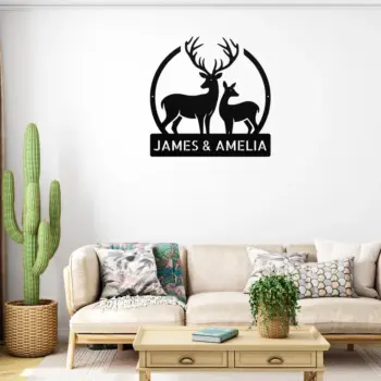 Personalized Mr Mrs Deer Metal Sign