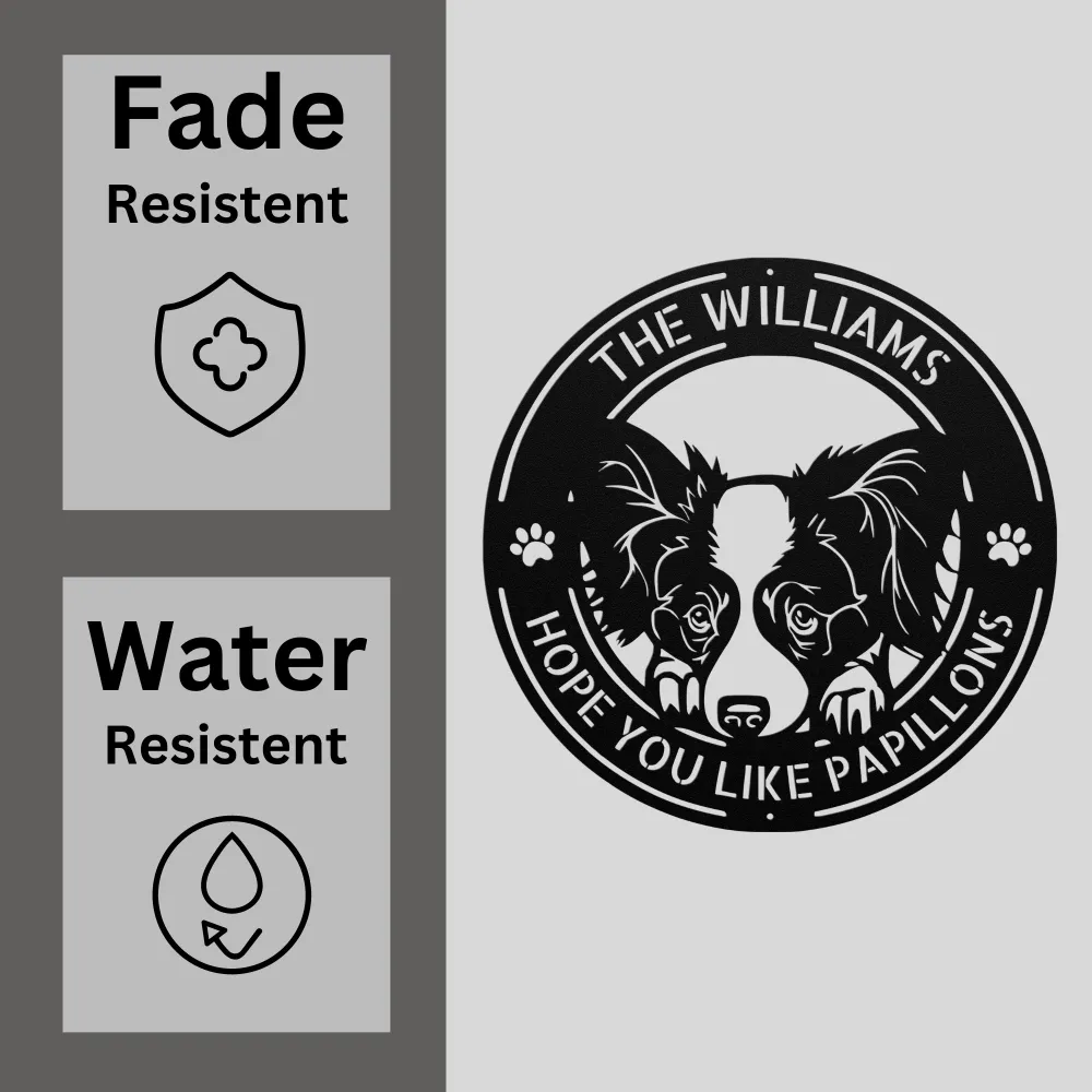 Personalized Papillon Dog Metal Sign Personalized Papillon Dog Metal Sign