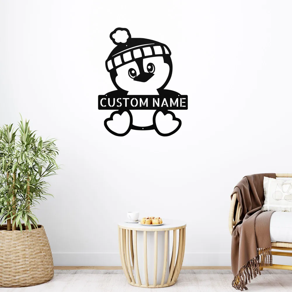 Personalized Penguin Metal Sign Personalized Penguin Metal Sign