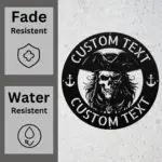 Personalized Pirate Skull Metal Sign