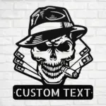 Personalized Poker Skull Metal Sign