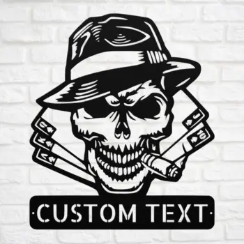 Personalized Poker Skull Metal Sign