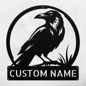 Personalized Raven Bird Metal Sign