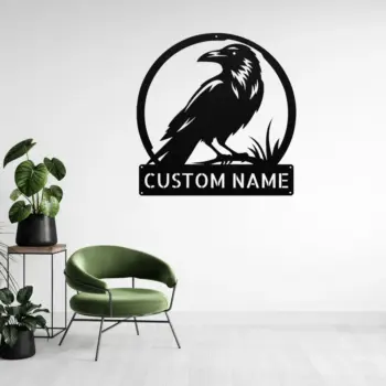 Personalized Raven Bird Metal Sign