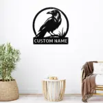 Personalized Raven Bird Metal Sign