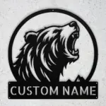 Personalized Roaring Bear Metal Sign
