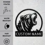 Personalized Roaring Bear Metal Sign