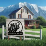 Personalized Roaring Bear Metal Sign