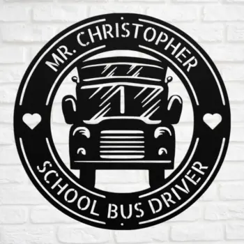 Personalized School Bus Metal Sign