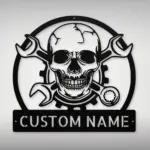 Personalized Skull Mechanic Metal Sign