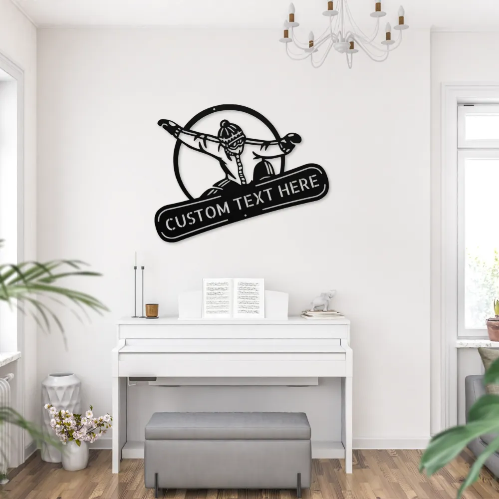 Personalized Snowboard Metal Art Sign Personalized Snowboard Metal Art Sign