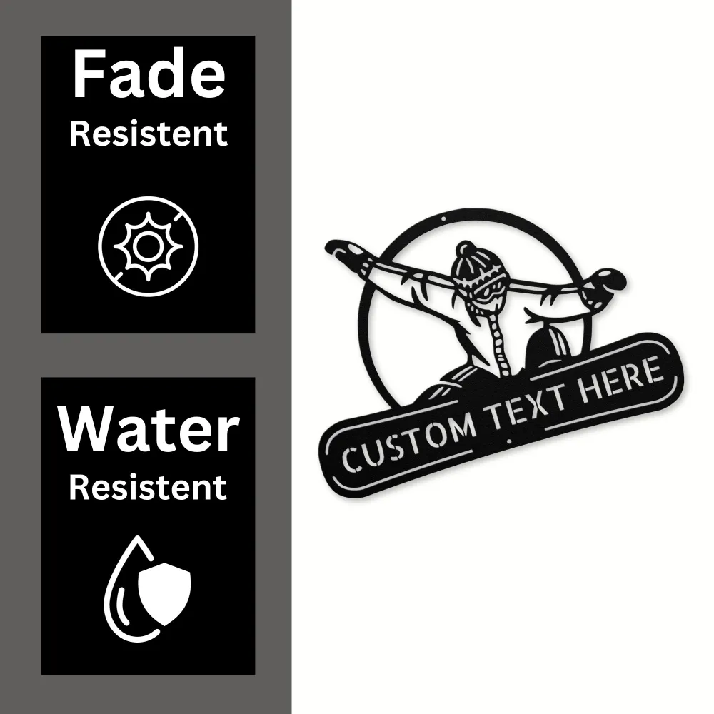 Personalized Snowboard Metal Art Sign Personalized Snowboard Metal Art Sign