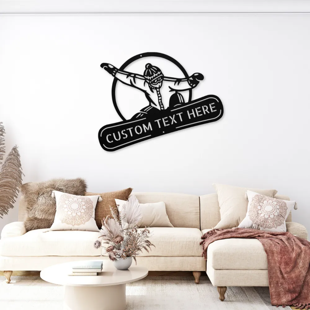 Personalized Snowboard Metal Art Sign Personalized Snowboard Metal Art Sign