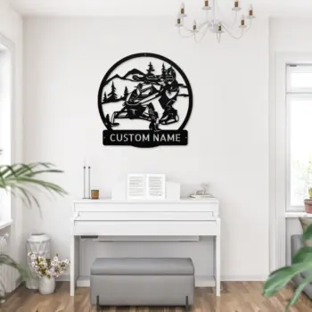 Personalized Snowmobile Scene Metal Sign