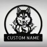 Personalized Wolf Head Metal Sign