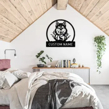 Personalized Wolf Head Metal Sign