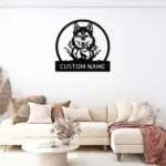 Personalized Wolf Head Metal Sign