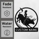 Personalized Woman Bull Rider Metal Sign