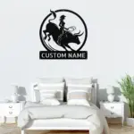 Personalized Woman Bull Rider Metal Sign