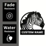 Personalized Zebra Metal Sign