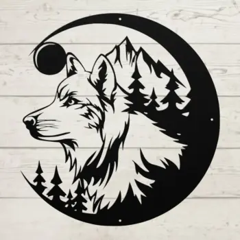 Wolf Scene Metal Sign