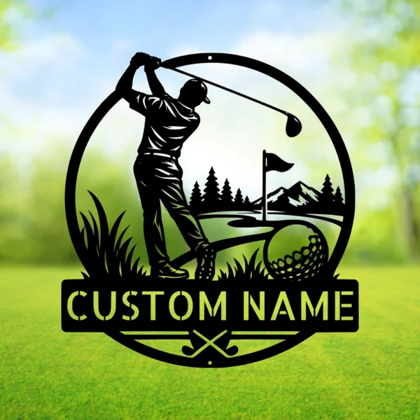 Personalized Golfer Metal Sign Golf Wall Art Decor Personalized golfer metal sign in 16 gauge steel for golf wall decor, custom golfer plaque for man cave, garage, golf lover and gift art.