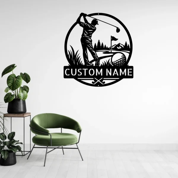 Personalized Golfer Metal Sign Golf Wall Art Decor Personalized golfer metal sign in 16 gauge steel for golf wall decor, custom golfer plaque for man cave, garage, golf lover and gift art.