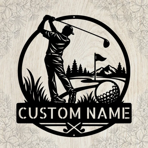 Personalized Golfer Metal Sign Golf Wall Art Decor Personalized golfer metal sign in 16 gauge steel for golf wall decor, custom golfer plaque for man cave, garage, golf lover and gift art.