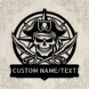 Custom Pirate Skull Metal Wall Art Sign Nautical Decor Custom Pirate Skull Metal Wall Art Sign in 16 gauge steel for nautical wall decor, pirate themed plaque for bar, boat, cabin and gift art.