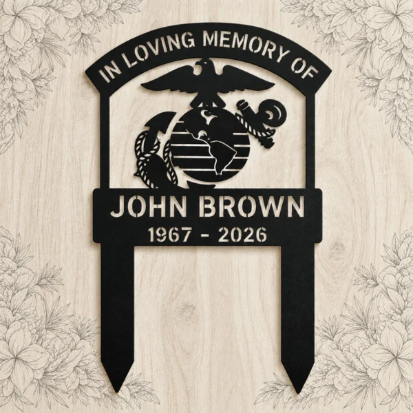 Honor Marine courage and sacrifice with a Custom Marine Corps Memorial Grave Stake featuring Eagle, Globe & Anchor—lasting tribute for gravesites and memorials.
