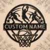 Custom Basketball Metal Sign Personalized Sports Decor Custom Basketball Metal Signin 16 gauge steel for sports room wall decor, personalized player name plaque for home gym, fans, and athlete gifts.