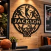 Custom Basketball Metal Sign Personalized Sports Decor Custom Basketball Metal Signin 16 gauge steel for sports room wall decor, personalized player name plaque for home gym, fans, and athlete gifts.