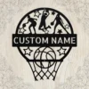 Custom Basketball Wall Sign Personalized Sports Decor Custom basketball metal sign in 16 gauge steel for sports room wall decor, personalized player name plaque for home gym, fans, and athlete gifts.