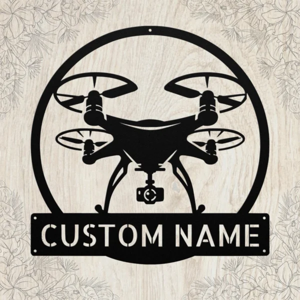 Custom Drone Metal Sign Aerial Art For Drone Pilots Custom drone metal sign in 16 gauge steel for aerial wall decor, personalized drone pilot plaque for tech lovers, studios, and office gift art.